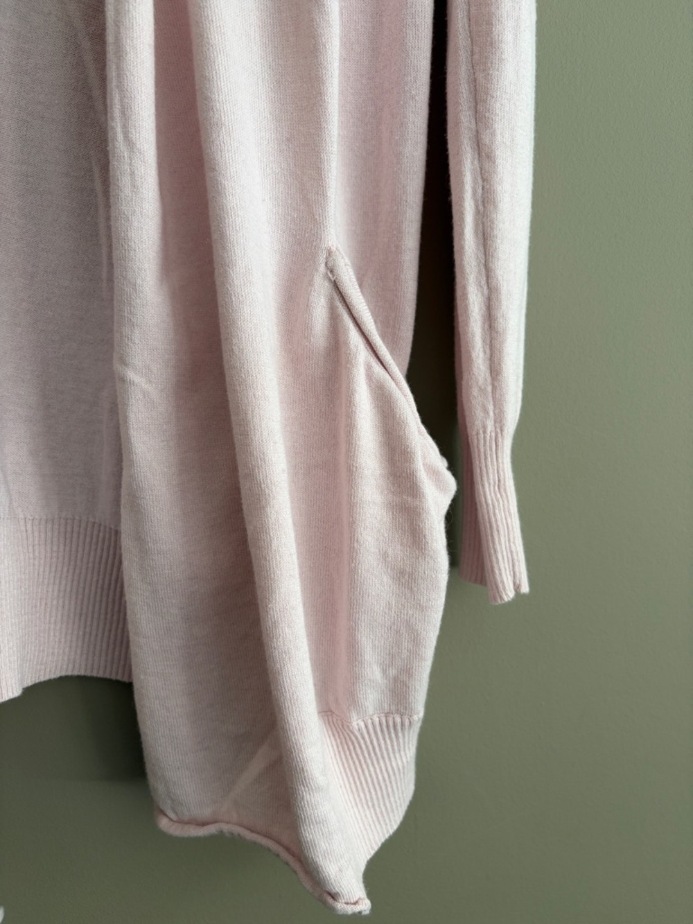 WILFRED Soft Pink Open-Front Silk & Cashmere Draped Cardigan size XS - Picture 5 of 11